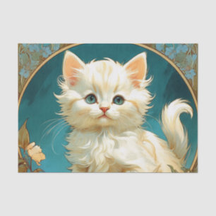 Alphonse Mucha Art Nouveau White Cat Tissuepapier
