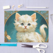 Alphonse Mucha Art Nouveau White Cat Tissuepapier (Craft)