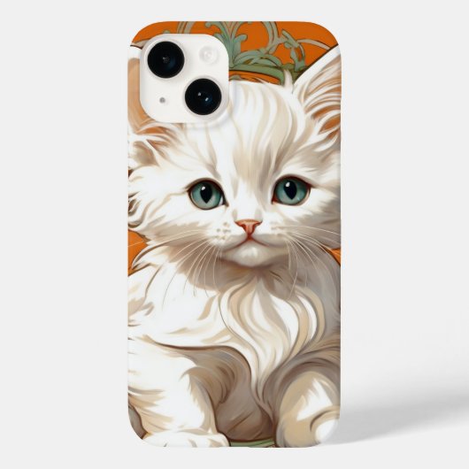 Alphonse Mucha Art Nouveau White Kitten Case-Mate iPhone Case (Achterkant)