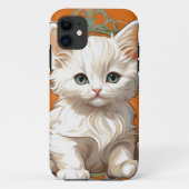 Alphonse Mucha Art Nouveau White Kitten Case-Mate iPhone Case (Achterkant)