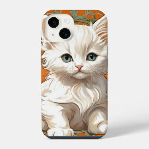 Alphonse Mucha Art Nouveau White Kitten iPhone 14 Hoesje