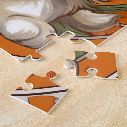 Alphonse Mucha Art Nouveau White Kitten Legpuzzel (Zijkant)