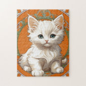 Alphonse Mucha Art Nouveau White Kitten Legpuzzel (Verticaal)