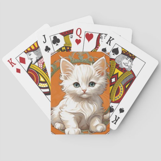 Alphonse Mucha Art Nouveau White Kitten Pokerkaarten (Achterkant)