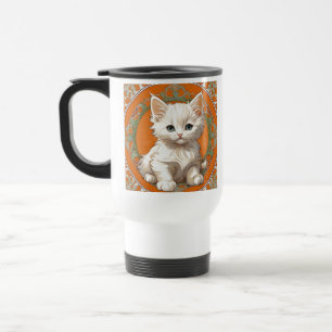 Alphonse Mucha Art Nouveau White Kitten Reisbeker