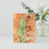 Alphonse Mucha Art Nouveau Winter Briefkaart (Staand voorkant)