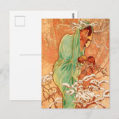 Alphonse Mucha Art Nouveau Winter Briefkaart (Voorkant / Achterkant)