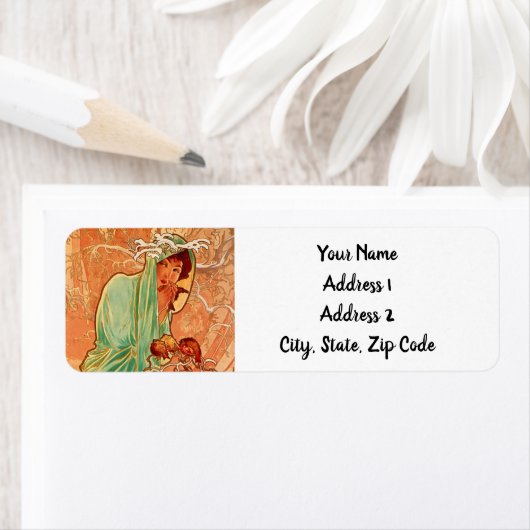 Alphonse Mucha Art Nouveau Winter Etiket (Insitu)