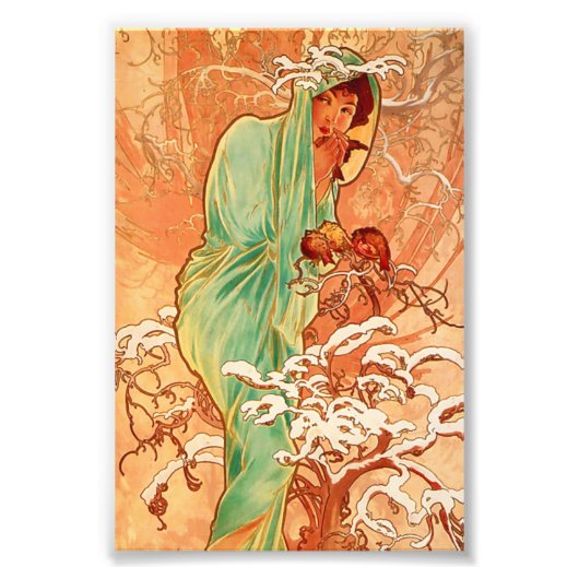 Alphonse Mucha Art Nouveau Winter Foto Afdruk (Voorkant)