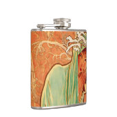 Alphonse Mucha Art Nouveau Winter Heupfles (Rechts)