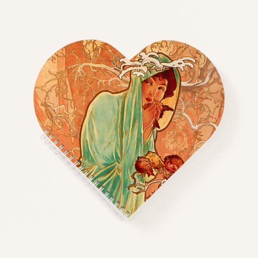 Alphonse Mucha Art Nouveau Winter Notitieboek (Voorkant)