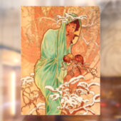 Alphonse Mucha Art Nouveau Winter Raamsticker (Vel 2)