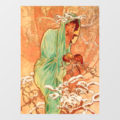Alphonse Mucha Art Nouveau Winter Raamsticker (Vel)