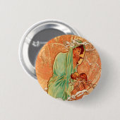 Alphonse Mucha Art Nouveau Winter Ronde Button 5,7 Cm (Voorkant /achterkant)