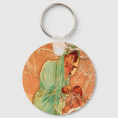 Alphonse Mucha Art Nouveau Winter Sleutelhanger (Achterkant)