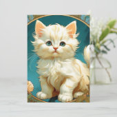 Alphonse Mucha Art Nouveau Witte Kat Kaart (Staand voorkant)