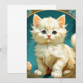 Alphonse Mucha Art Nouveau Witte Kat Kaart (Voorkant / Achterkant)