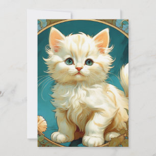 Alphonse Mucha Art Nouveau Witte Kat Kaart