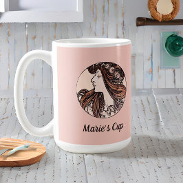 Alphonse Mucha Art Nouveau Woman met bloemen Koffiemok