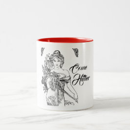 Alphonse mucha art nouveau women bloemen tweekleurige koffiemok