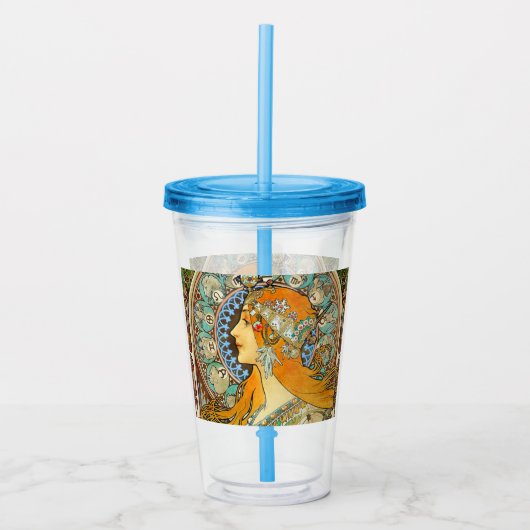 Alphonse Mucha Art Nouveau Zodiac Acryl Drinkbeker (Voorkant)