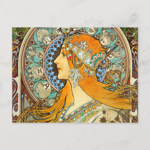 Alphonse Mucha Art Nouveau Zodiac Briefkaart