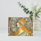 Alphonse Mucha Art Nouveau Zodiac Briefkaart (Staand voorkant)