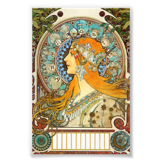 Alphonse Mucha Art Nouveau Zodiac Foto Afdruk (Voorkant)