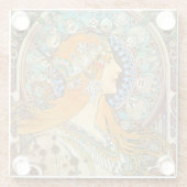 Alphonse Mucha Art Nouveau Zodiac Glazen Onderzetter (Achterkant)