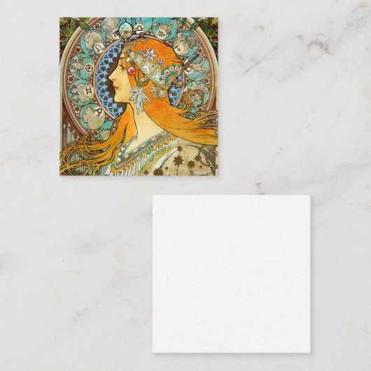 Alphonse Mucha Art Nouveau Zodiac Informatiekaartje (Voorkant / Achterkant)