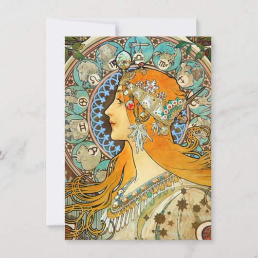 Alphonse Mucha Art Nouveau Zodiac Kaart (Voorkant)