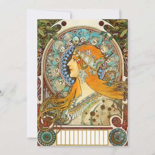 Alphonse Mucha Art Nouveau Zodiac Kaart (Voorkant)