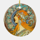 Alphonse Mucha Art Nouveau Zodiac Keramisch Ornament (Achterkant)