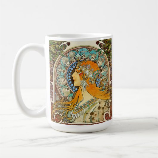 Alphonse Mucha Art Nouveau Zodiac Koffiemok (Links)