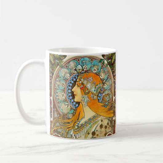 Alphonse Mucha Art Nouveau Zodiac Koffiemok (Links)
