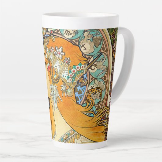 Alphonse Mucha Art Nouveau Zodiac Latte Mok (Rechterhoek)