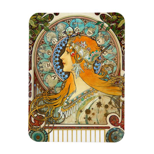 Alphonse Mucha Art Nouveau Zodiac Magneet (Verticaal)