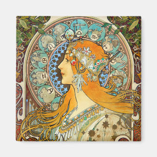 Alphonse Mucha Art Nouveau Zodiac Magneet