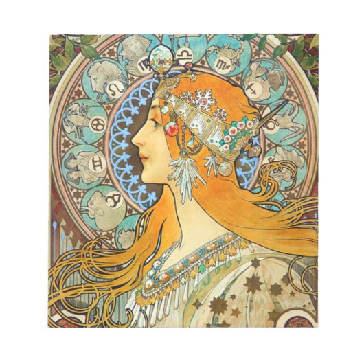 Alphonse Mucha Art Nouveau Zodiac Notitieblok (Voorkant)
