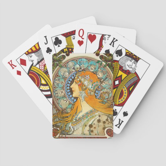Alphonse Mucha Art Nouveau Zodiac Pokerkaarten (Achterkant)