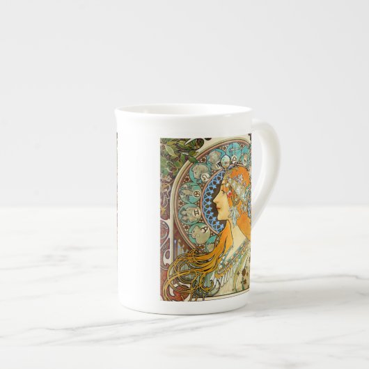 Alphonse Mucha Art Nouveau Zodiac Porselein Kop (Voorkant rechts)