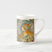 Alphonse Mucha Art Nouveau Zodiac Porselein Kop (Rechts)