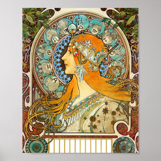 Alphonse Mucha Art Nouveau Zodiac Poster (Voorkant)