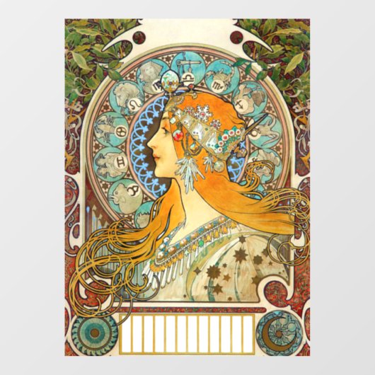 Alphonse Mucha Art Nouveau Zodiac Raamsticker (Vel)