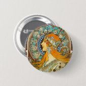 Alphonse Mucha Art Nouveau Zodiac Ronde Button 5,7 Cm (Voorkant /achterkant)