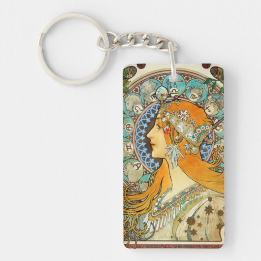 Alphonse Mucha Art Nouveau Zodiac Sleutelhanger (Voorkant)