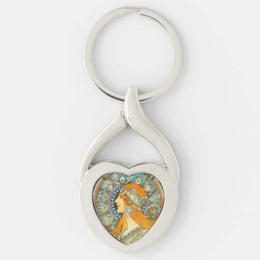 Alphonse Mucha Art Nouveau Zodiac Sleutelhanger (Voorkant)