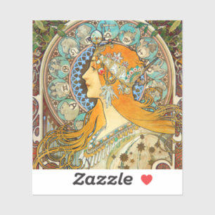 Alphonse Mucha Art Nouveau Zodiac Sticker