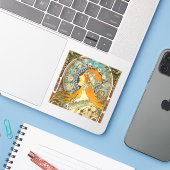Alphonse Mucha Art Nouveau Zodiac Sticker (Laptop met iPhone)