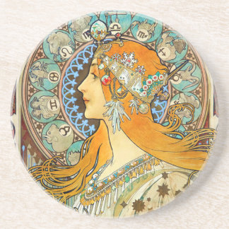 Alphonse Mucha Art Nouveau Zodiac Zandsteen Onderzetter